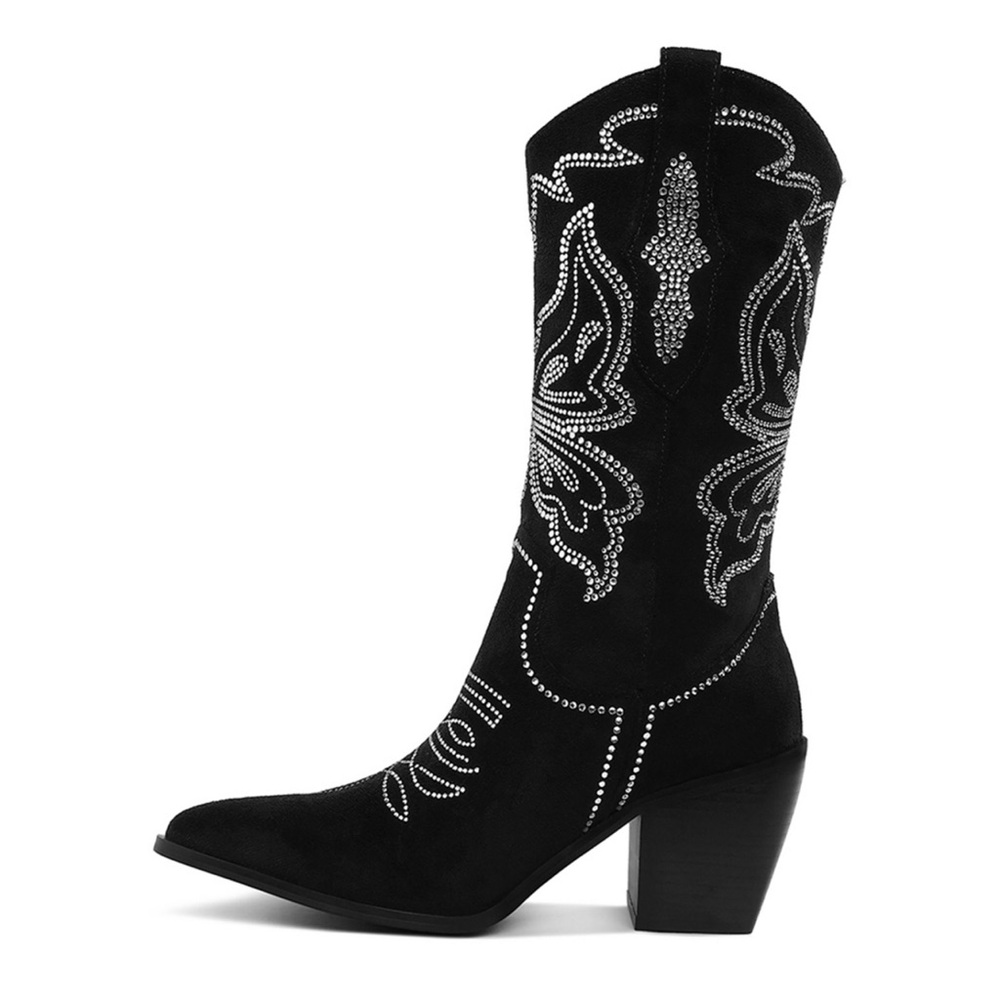 Black Embellished Western Boots - Picture 2 of 7